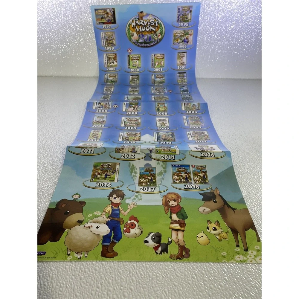 Harvest Moon Light of Hope SE‎ Guide 20th Anniversary Hardcover Poster Excellent